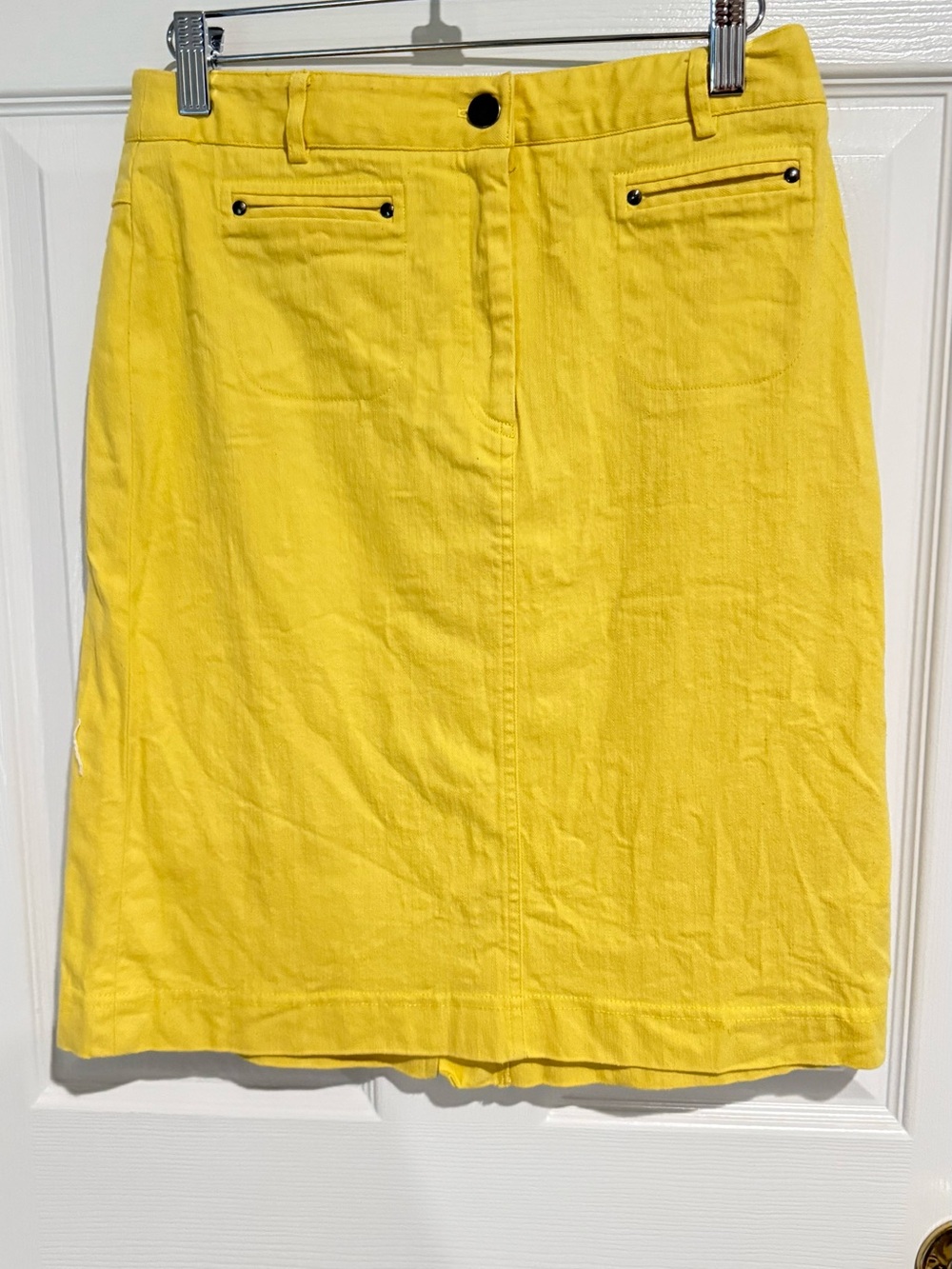 Vintage Yellow Women's Denim Pencil Skirt - Classic A-Line